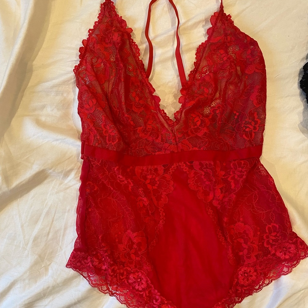 H&M red lingerie bodysuit size 6